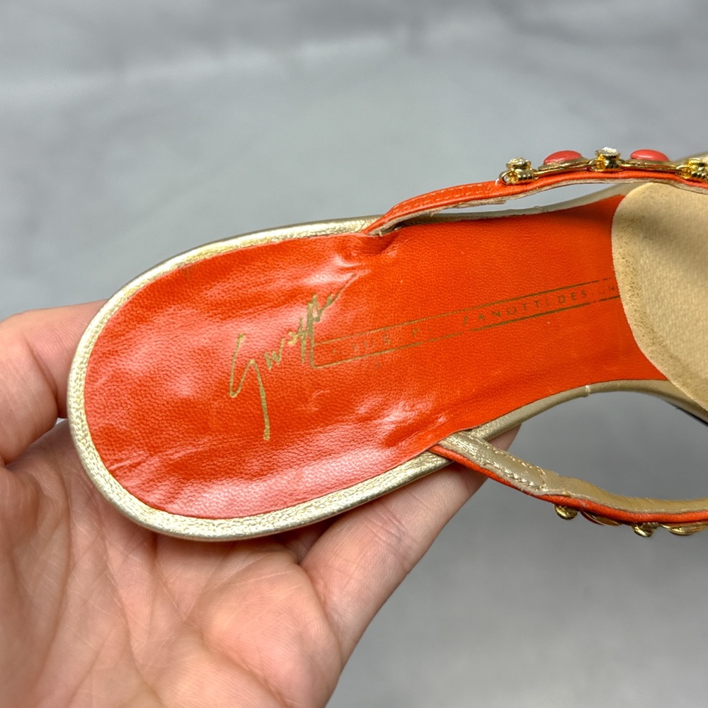 Giuseppe Zanotti Vicini Vintage Y2K Embellished Kitten Heel Mule Sandal 2000s 37 - Picture 8 of 15